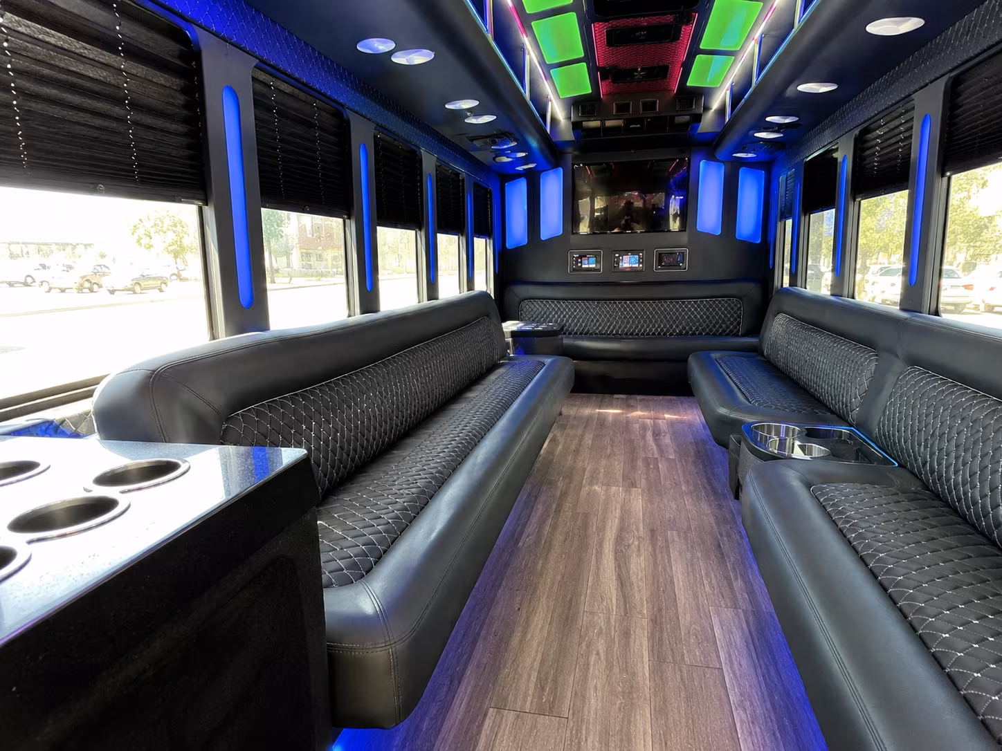 providence 15 passenger party bus inside