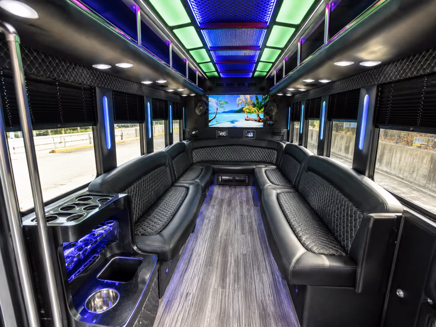 providence 18 passenger party bus inside