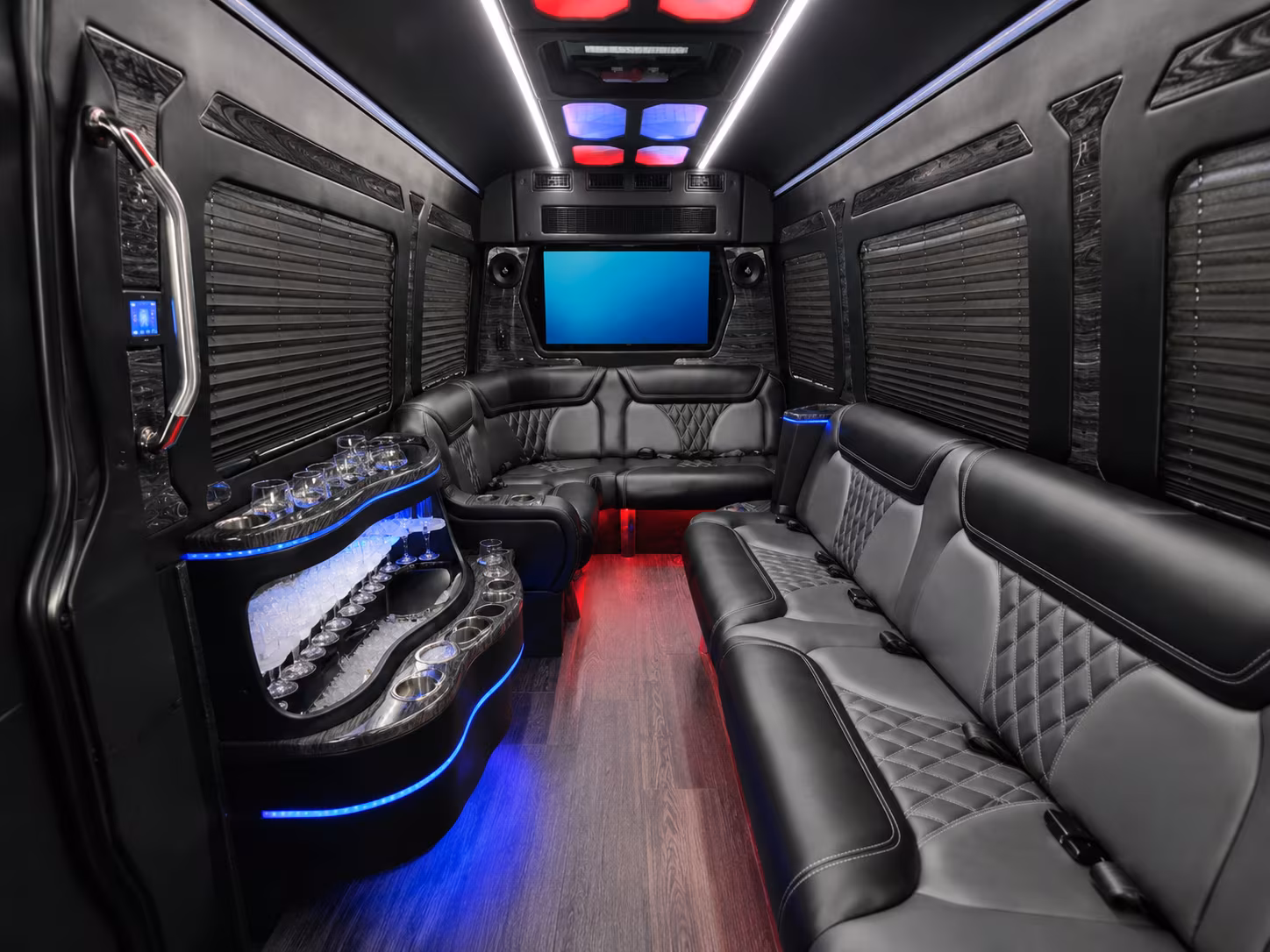 providence 20 passenger party bus inside