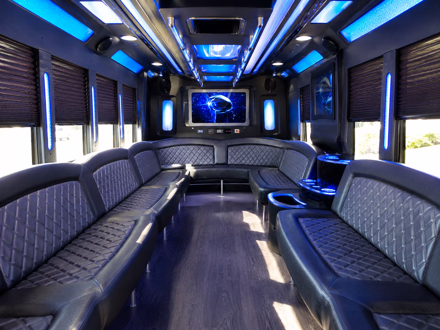 providence 28 passenger party bus inside