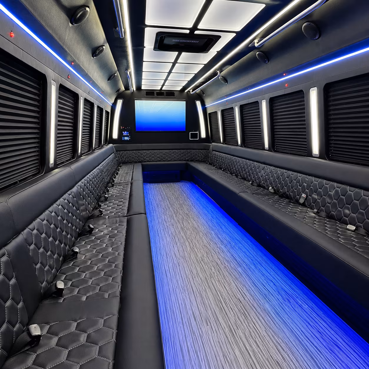 providence 50 passenger party bus inside